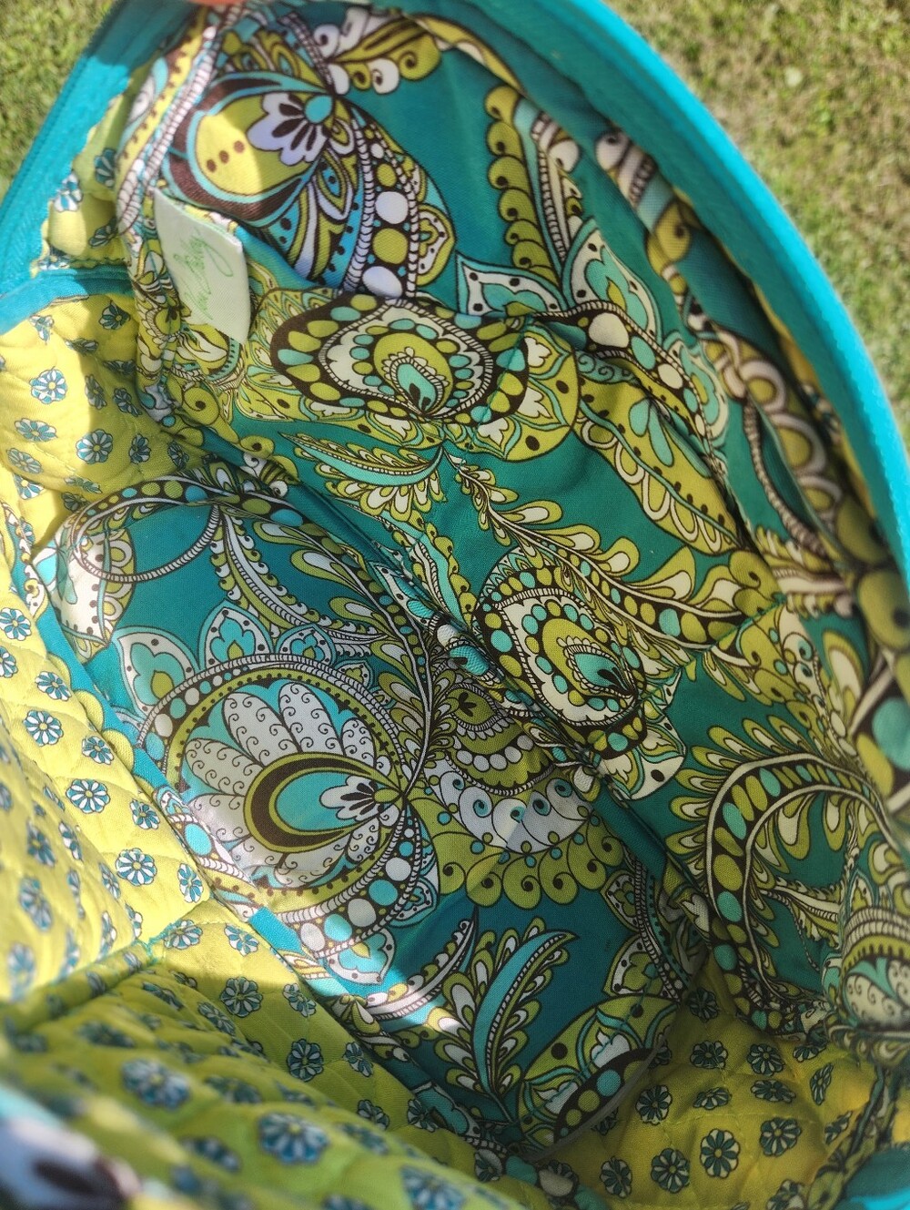 Vera Bradley Vintage Team Peacock Paisley Bowler Satchel Quilted Bag - Picture 3 of 10